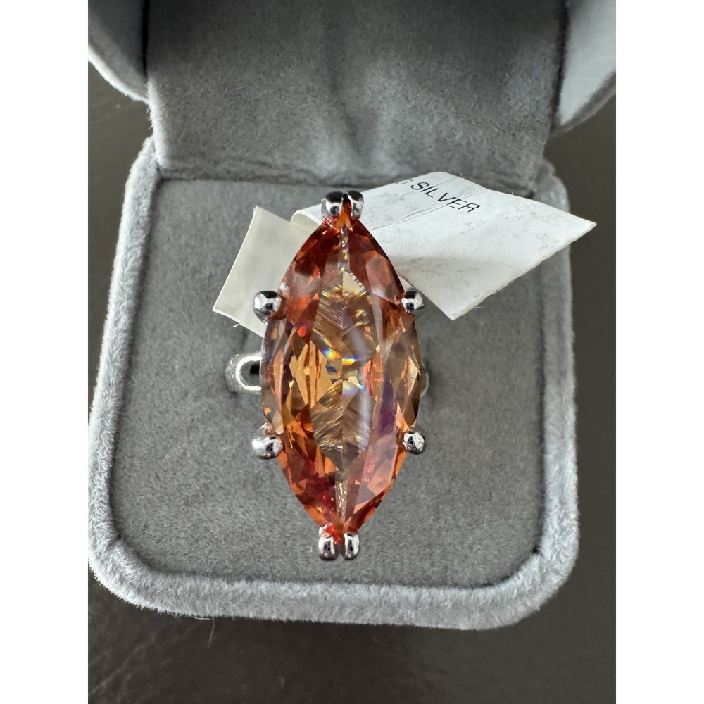 Bold Statement Sterling Silver Ring  - Size 7 - Oval Cut 5 Ct